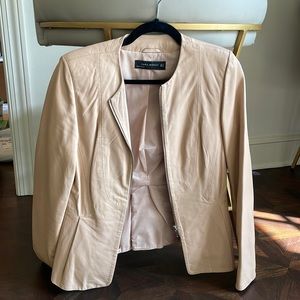Zara Beige Faux Leather Jacket